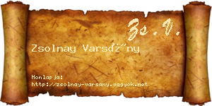 Zsolnay Varsány névjegykártya